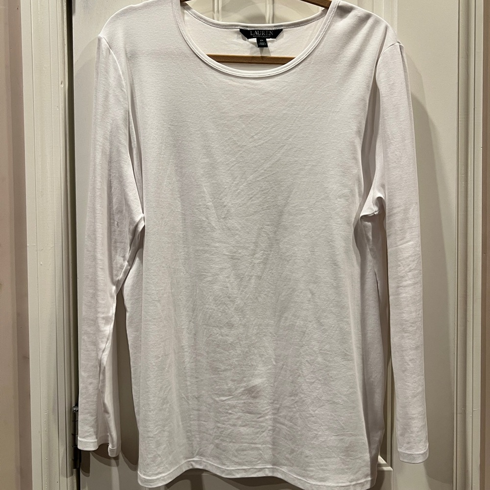 Polo by Ralph Lauren Women's Long-Sleeve Crewneck Tee White Sz 2x